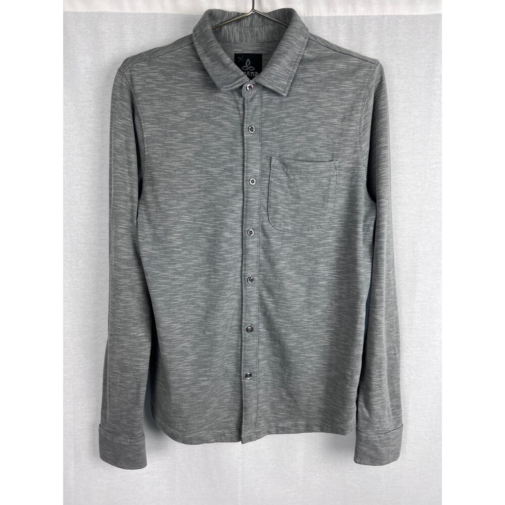 ⭐️ Prana Shirt Ronnie Button Front Organic Cotton Gray Casual Hiking Sustainable